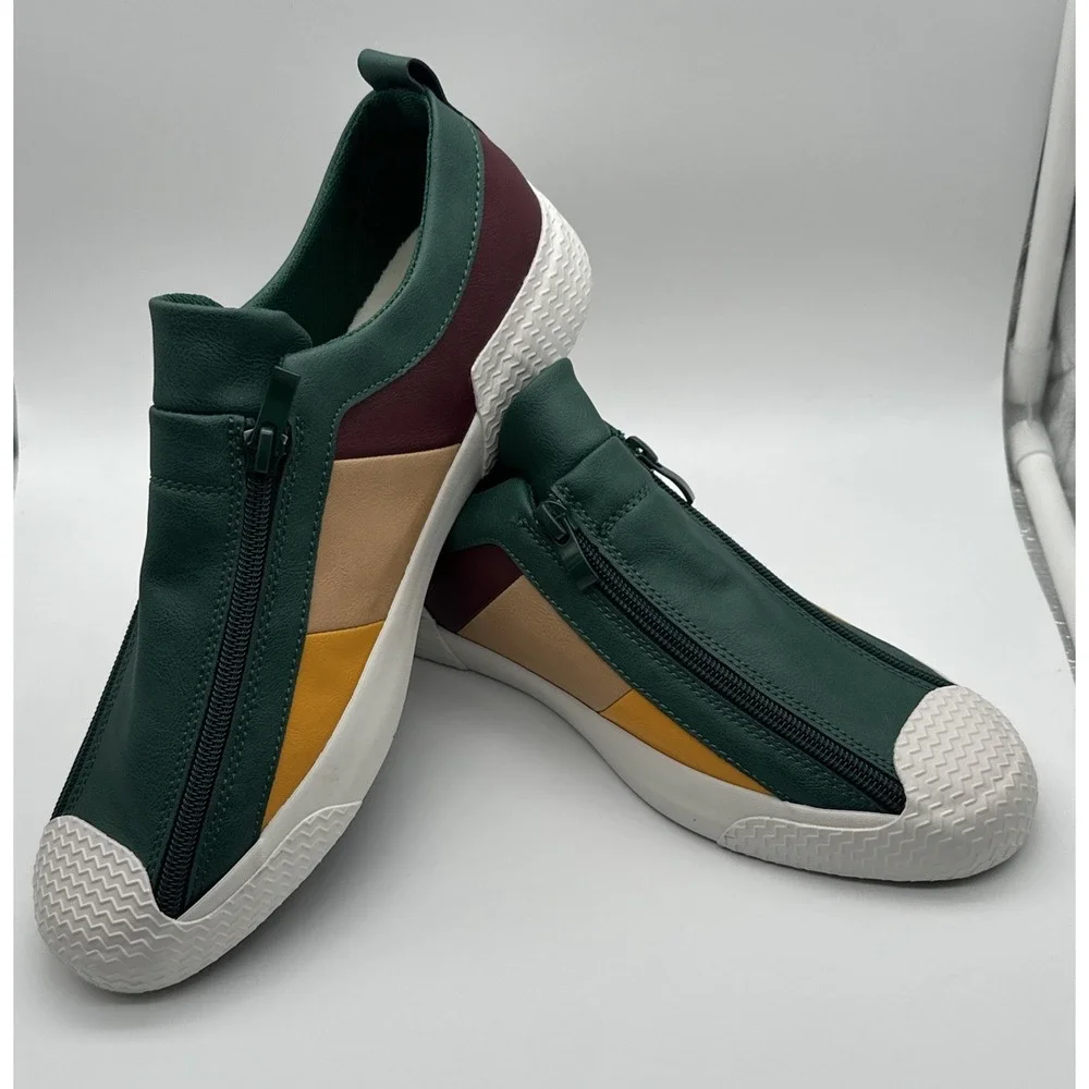 Men Color Leather Shoes Slip on Loafers Shoes Soft Sole Casual Pump Shoes